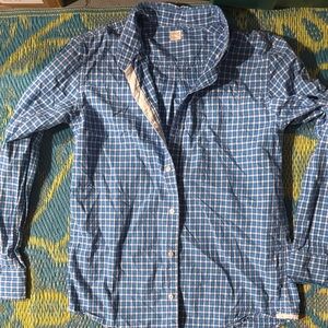 J Crew Blue Checkered Button-Up Shirt